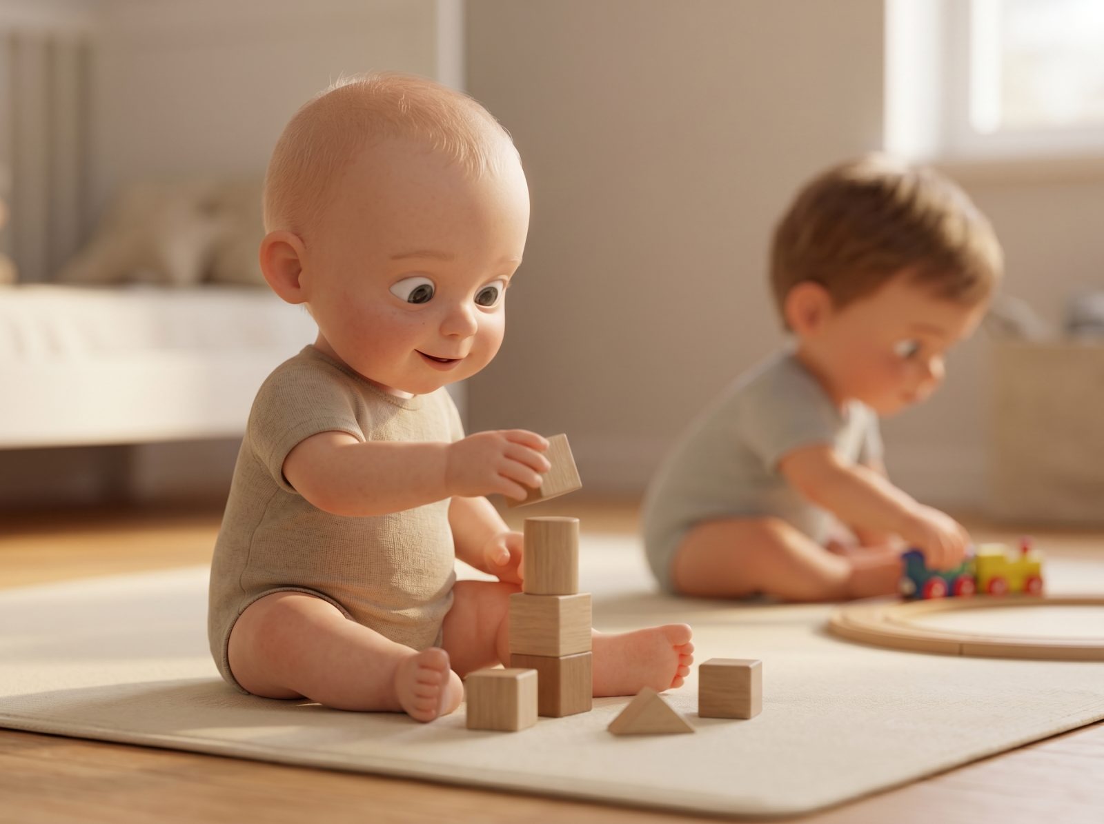 Engages in parallel play mechanics