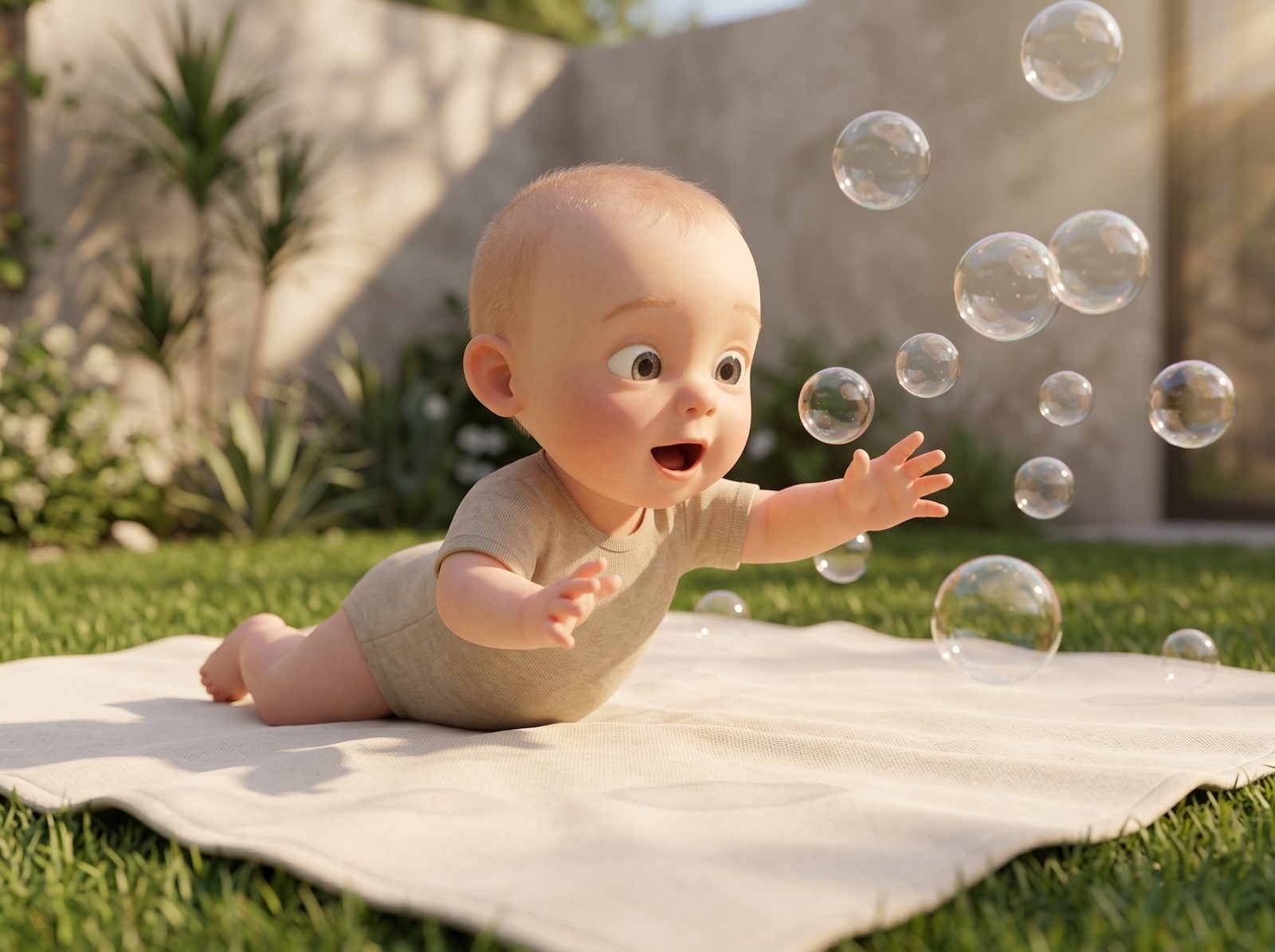 Bubble Chase in the Yard