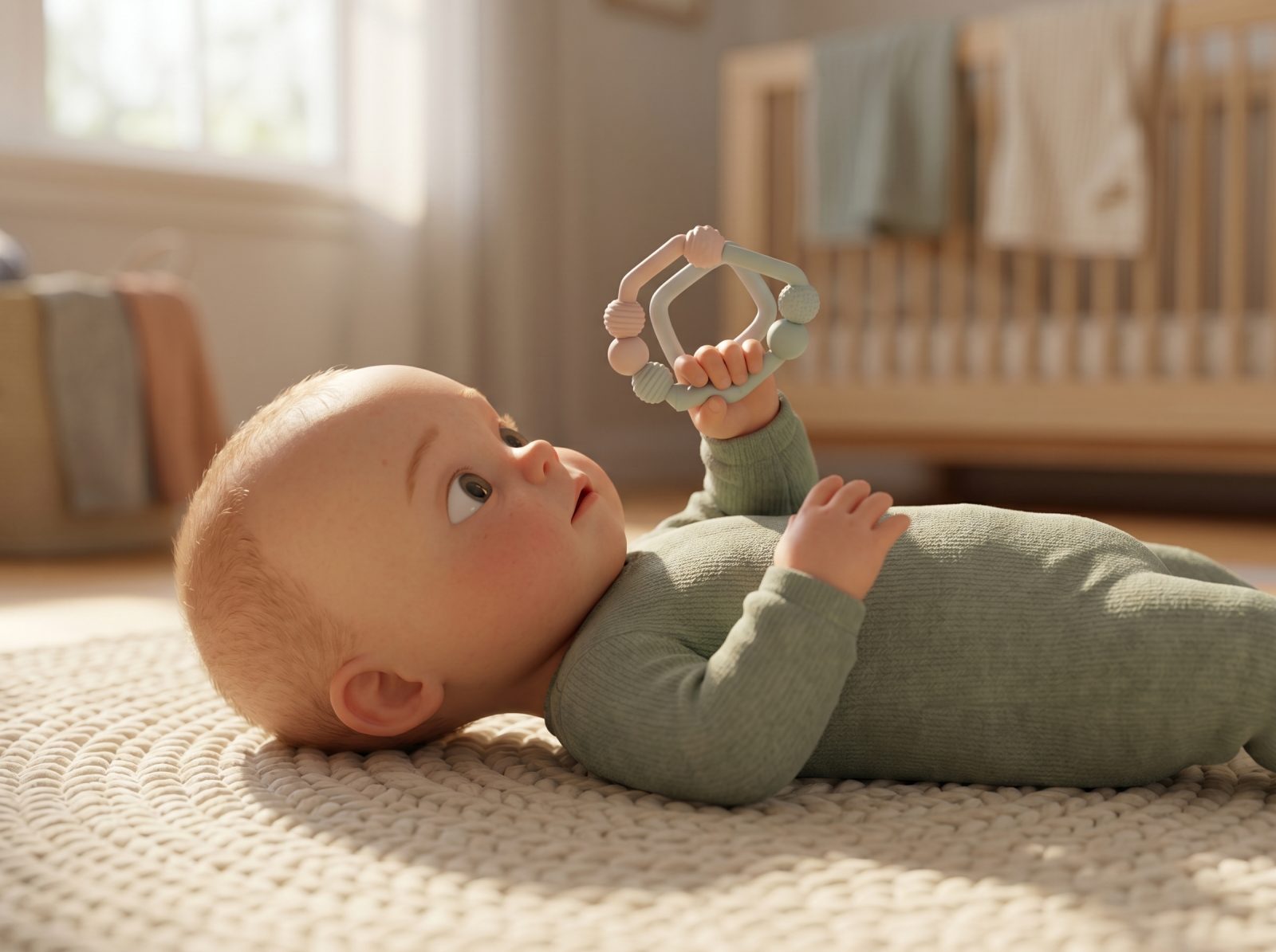 Holds a toy placed in hand