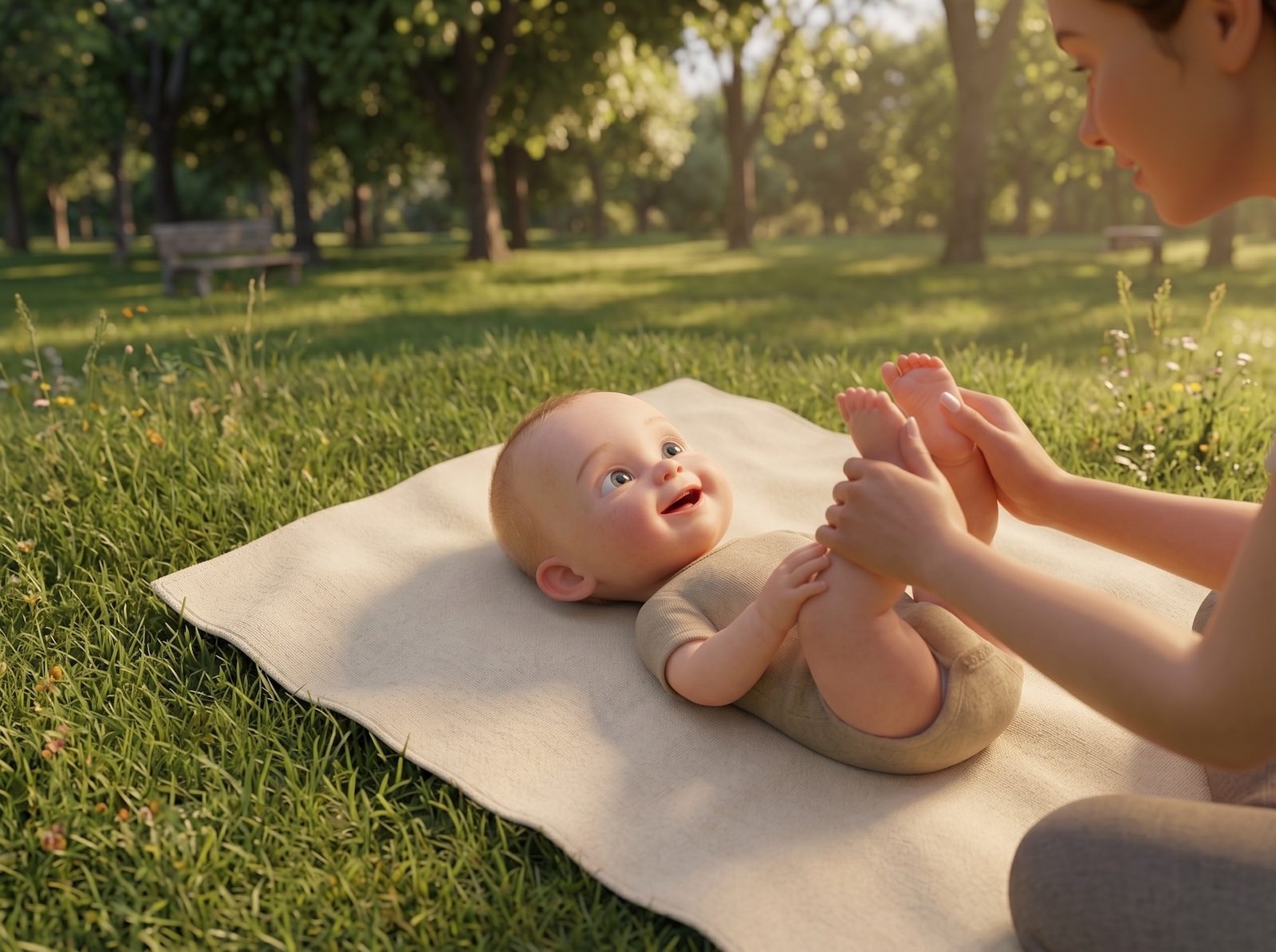 Yoga bébé au parc