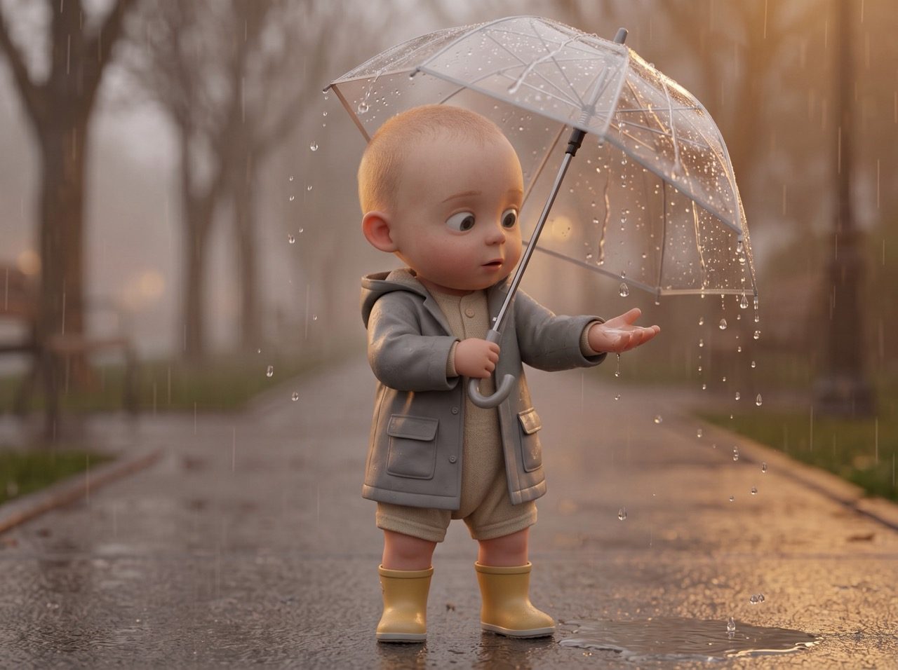 Rainy Day Umbrella Walk