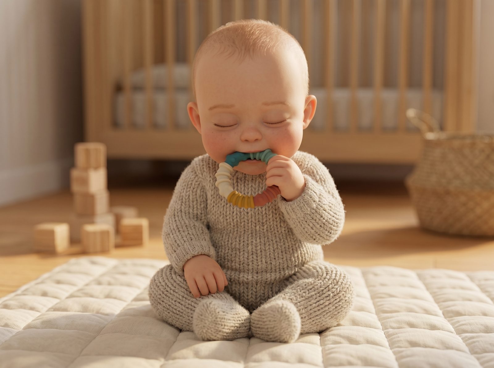 Puts items in mouth