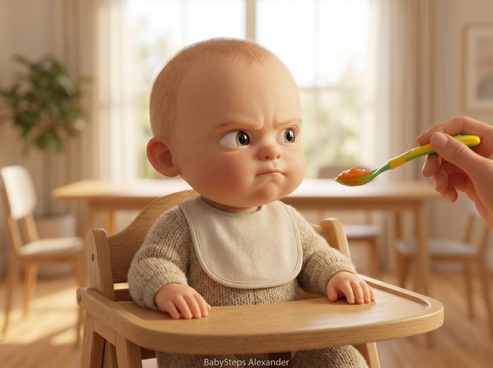 Closes lips to refuse food