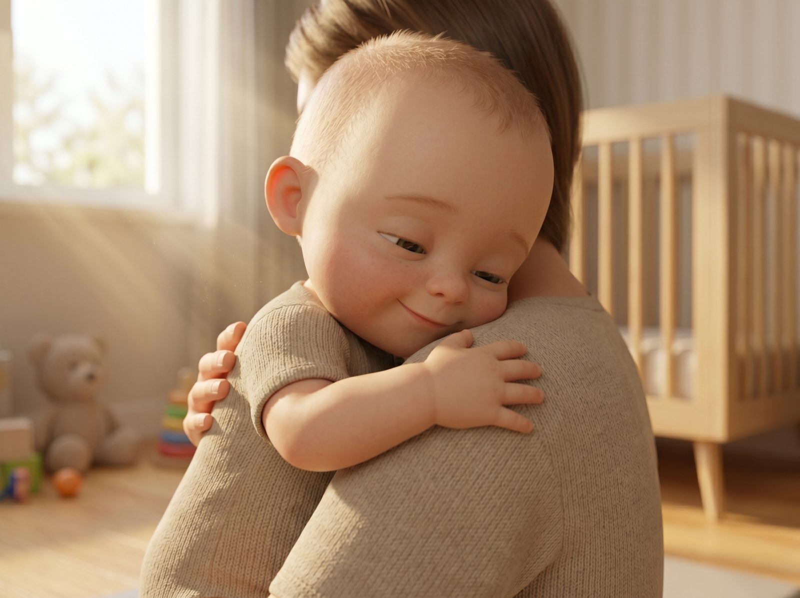 Shows affection to caregiver